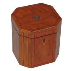 Boîte à thé octogonale en bois de satin incrusté d'ébène George III