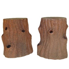A Pair of Garden Seats Modeled as Tree Trunks, Possibly Scottish