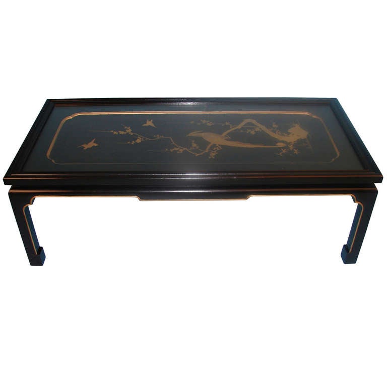 Japanese Black And Gold Lacquer Panel Now As Coffee Table At 1stdibs
