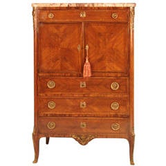 French Ormolu-Mounted Louis XV-XVI Transitional Style Cabinet with Drawers