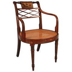 Regency Painted Armchair with Caned Seat, Deuce & Co.