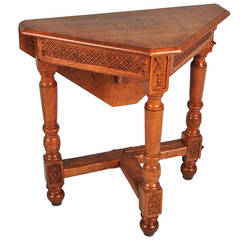Antique Oak Jacobean Style Drop-Leaf Corner Table