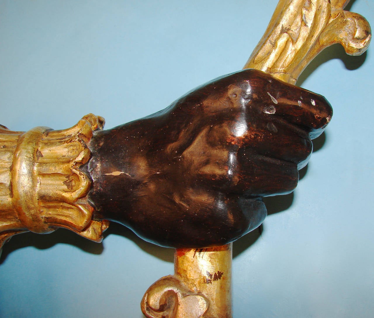 Baroque Continental Ebonized and Gilt Brass de Lumiere