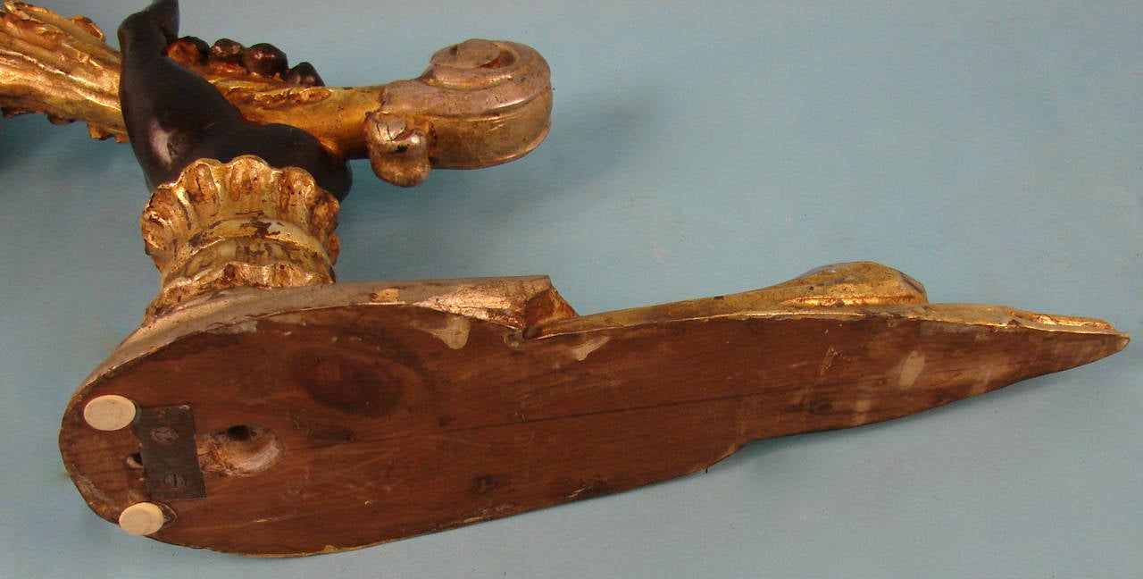 Late 19th Century Continental Ebonized and Gilt Brass de Lumiere
