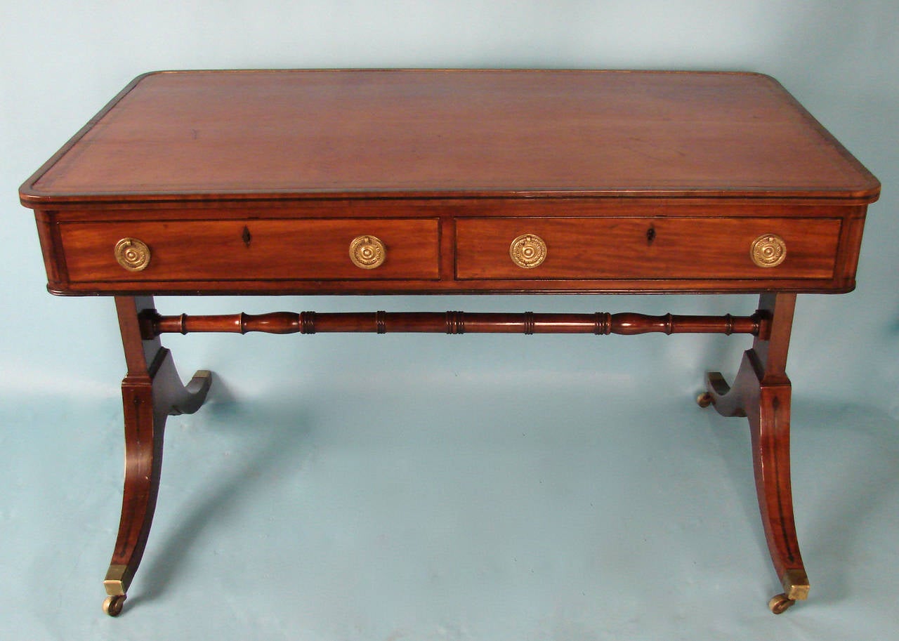 Regency Inlaid Mahogany Partners Writing Table