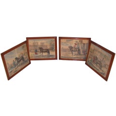 Group of Four  Eighteenth Century Equestrian Colored Engravings