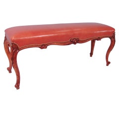 French Walnut Louis XV Style Upholstered Bench