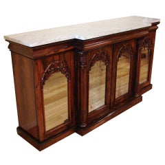 English Rosewood Breakfront Side Cabinet with Marble Top