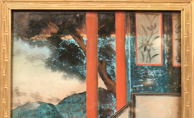Chinese Export Reverse Painting on Glass In Fair Condition In San Francisco, CA