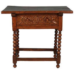 Antique Spanish Baroque Walnut Side Table