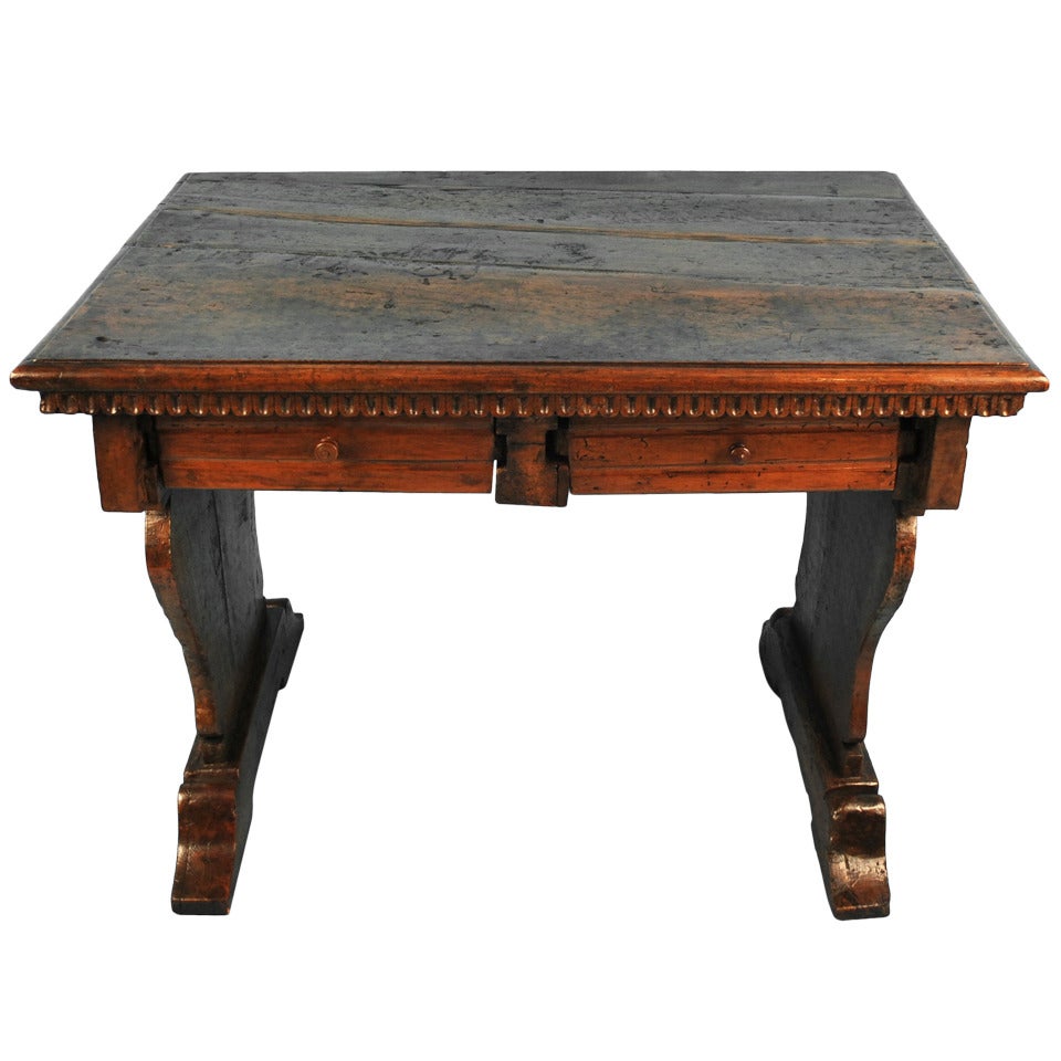 Italian Renaissance Walnut Table with Drawers