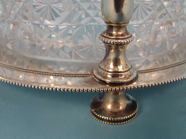 Victorian Silver Plate and Cut Crystal Biscuit Jar by James Dixon & Sons