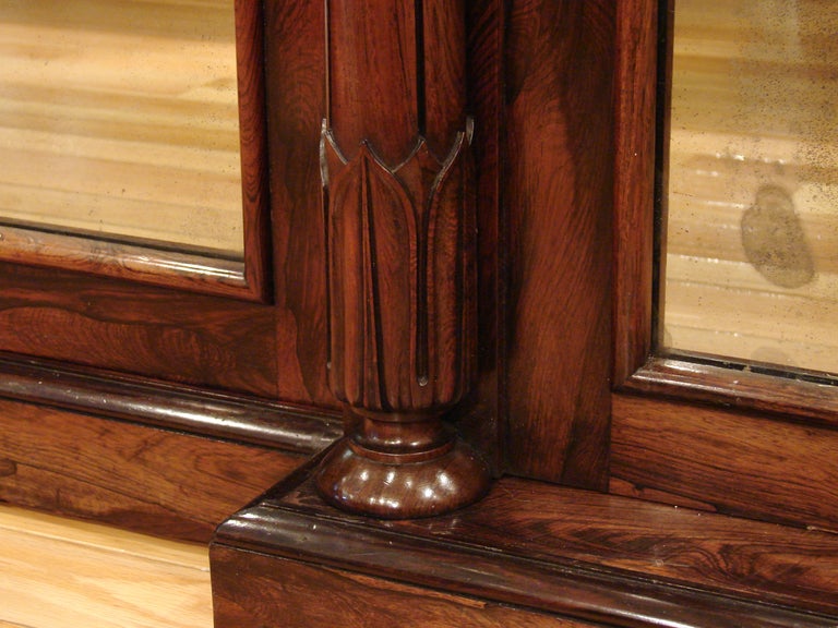 English Rosewood Breakfront Side Cabinet with Marble Top In Good Condition In San Francisco, CA