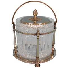 Silver Plate and Cut Crystal Biscuit Jar by James Dixon & Sons