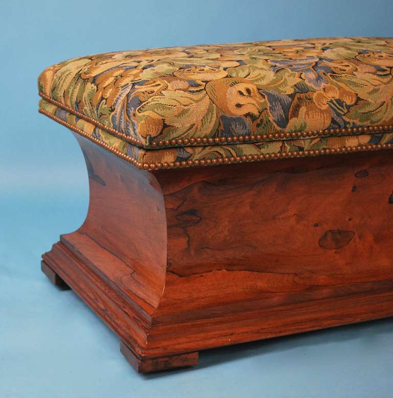 Rosewood Upholstered Ottoman In Excellent Condition In San Francisco, CA