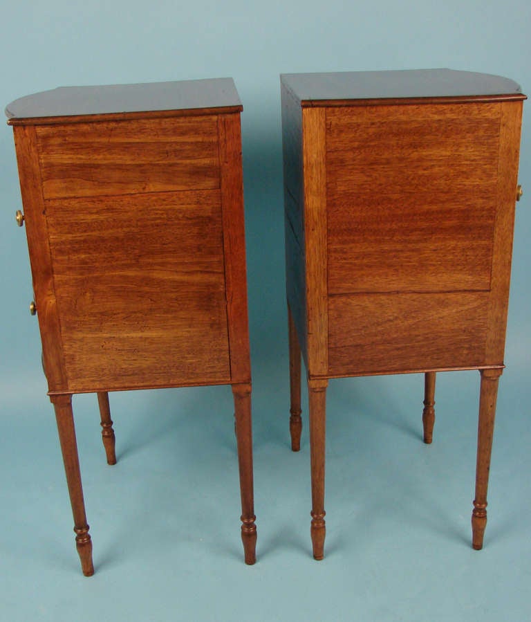 Rare Pair of Sheraton Mahogany and Satinwood Bedside Commodes In Excellent Condition In San Francisco, CA