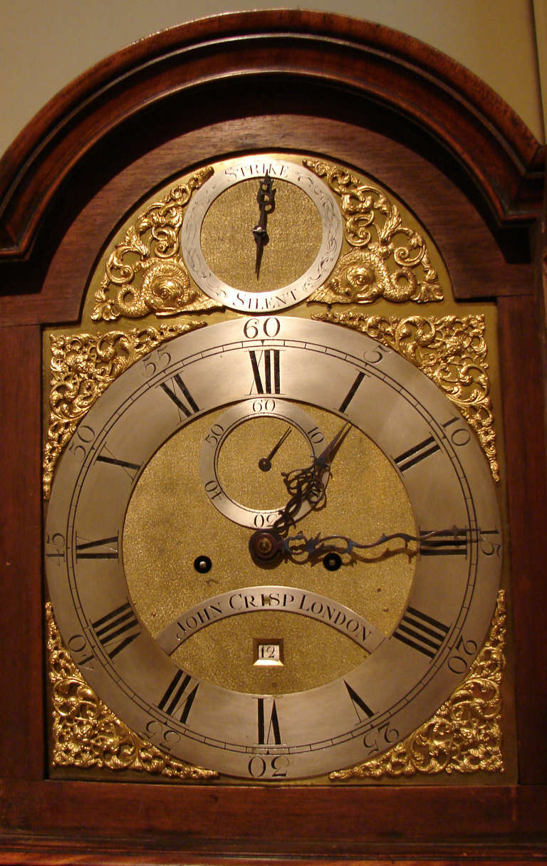 George III Elegant Georgian Mahogany 8 Day Tall Case Clock by John Crisp of London