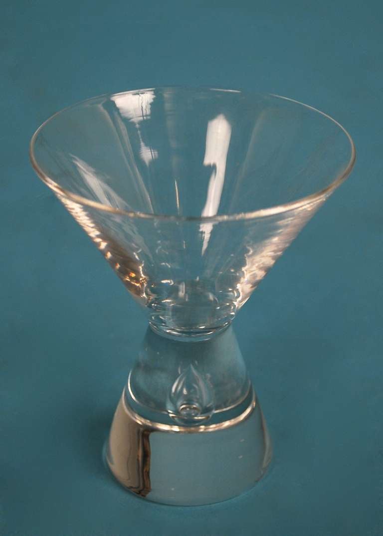 Mid-Century Modern Set of 10 Steuben Teardrop Pattern Cocktail Glasses
