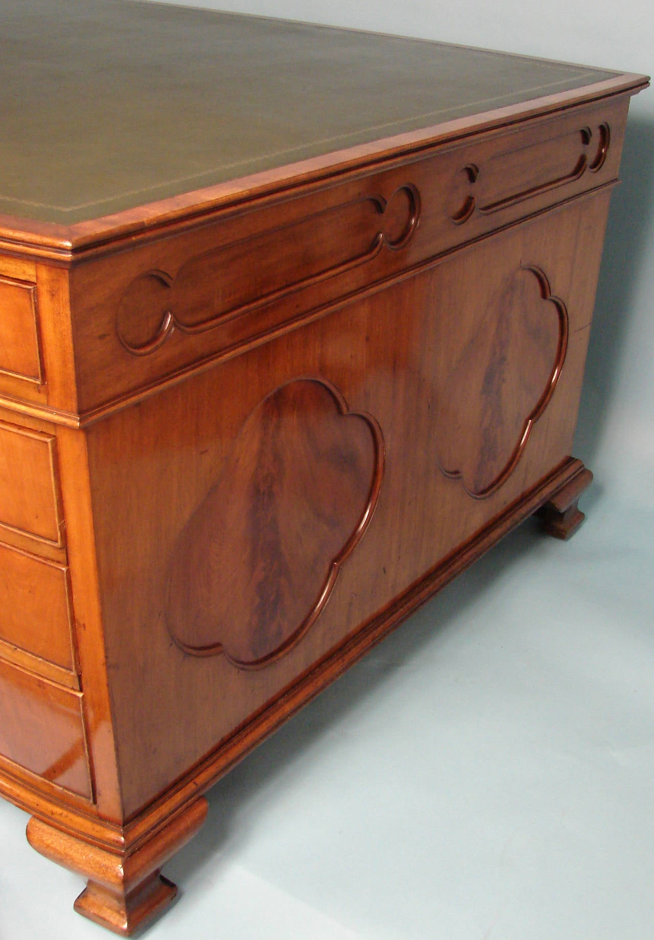 Georgian Signed English Mahogany Partners Desk