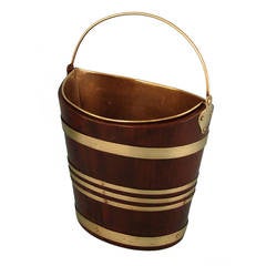 Georgian Mahogany Brass Bound Navette Form Peat Bucket