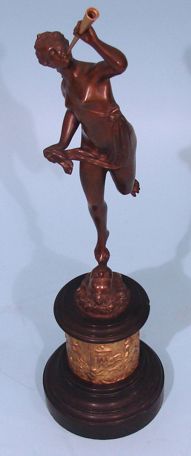 Bronze  Grand Tour Figure Mounted on Slate and Gilded Base 1