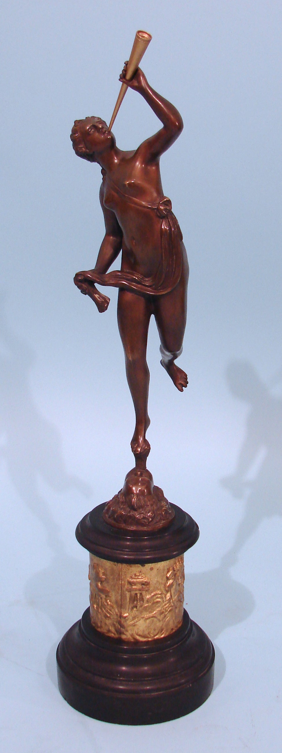 Bronze  Grand Tour Figure Mounted on Slate and Gilded Base