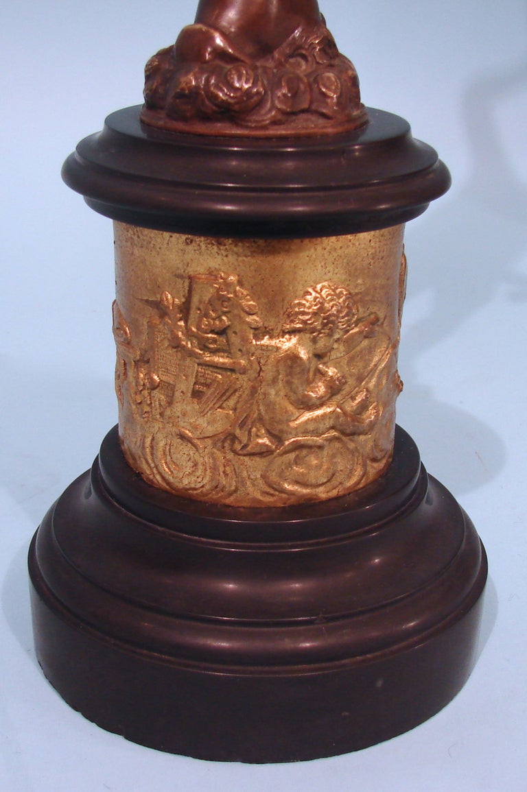 Baroque Bronze  Grand Tour Figure Mounted on Slate and Gilded Base