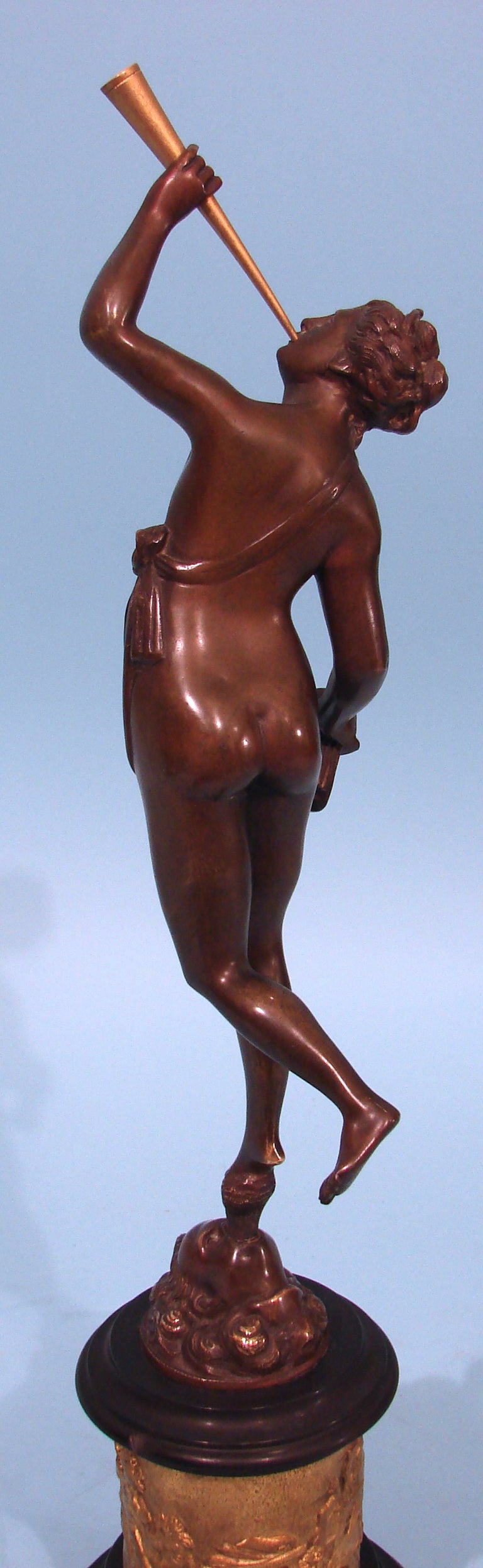19th Century Bronze  Grand Tour Figure Mounted on Slate and Gilded Base