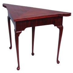 Mahogany Corner Table with Leather Lined Interior