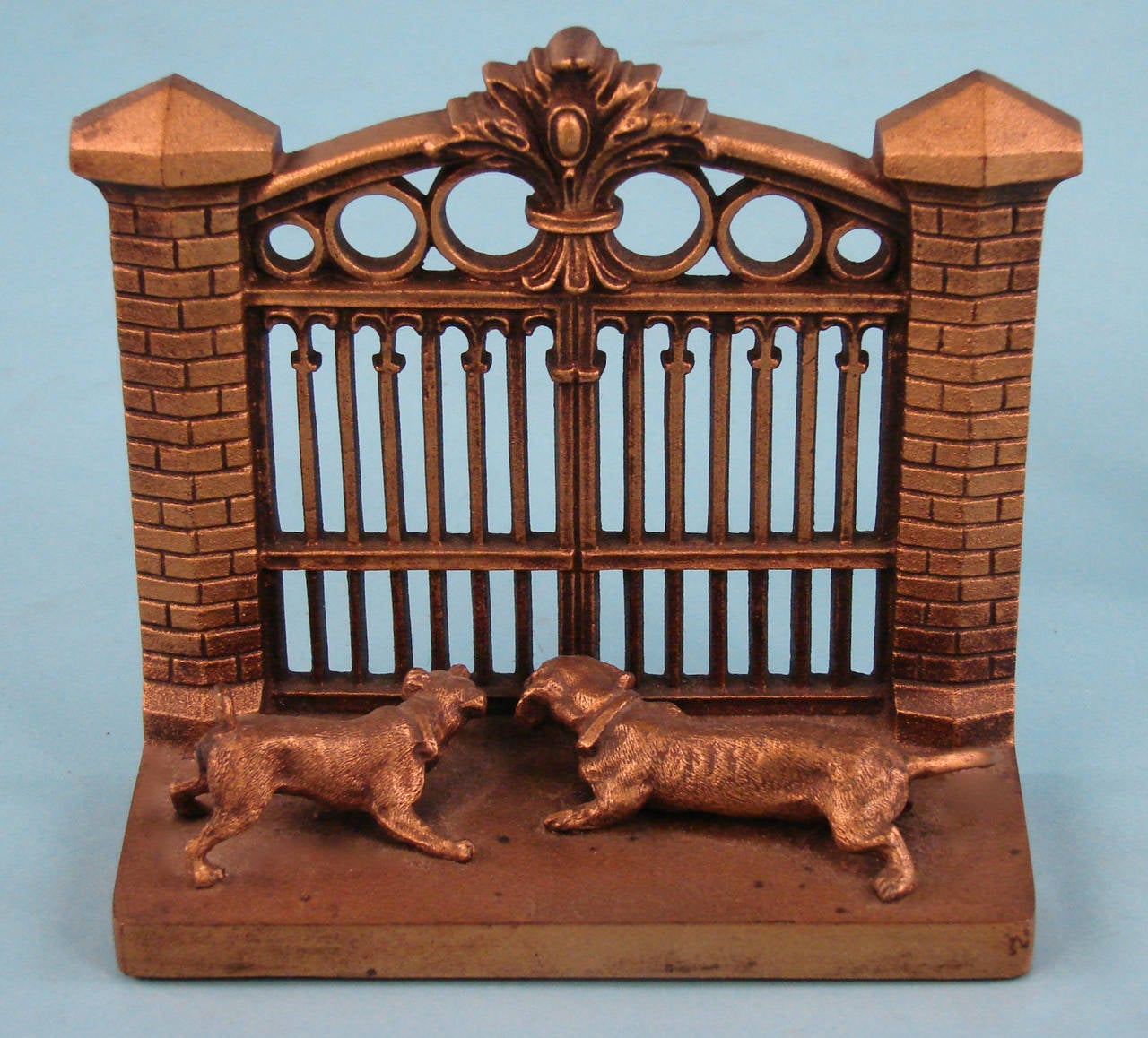 Victorian Bronze B&H Bookends, Dogs at the Gate