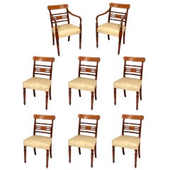 Antique Fine Set of 8  Regency Inlaid Mahogany Dining Chairs