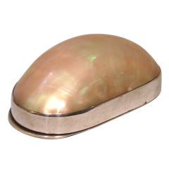 Silver Mounted Mother- of- Pearl Snuff or Tobacco Holder