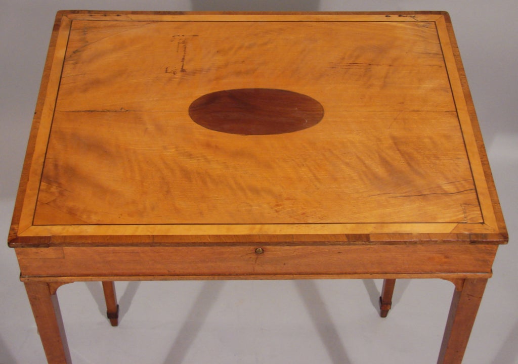 English Hepplewhite Satinwood Inlaid Work Table