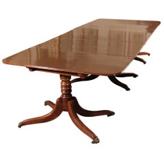 Regency Mahogany Triple Pedestal Dining Table With 2  Leaves