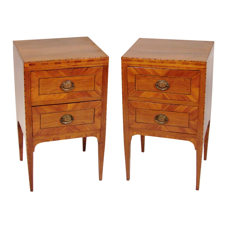 Pair Of Italian Neoclassical Two Drawer Commodini at 1stdibs