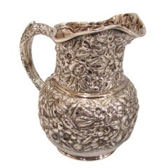 Vintage Sterling Silver Floral Chased Pitcher