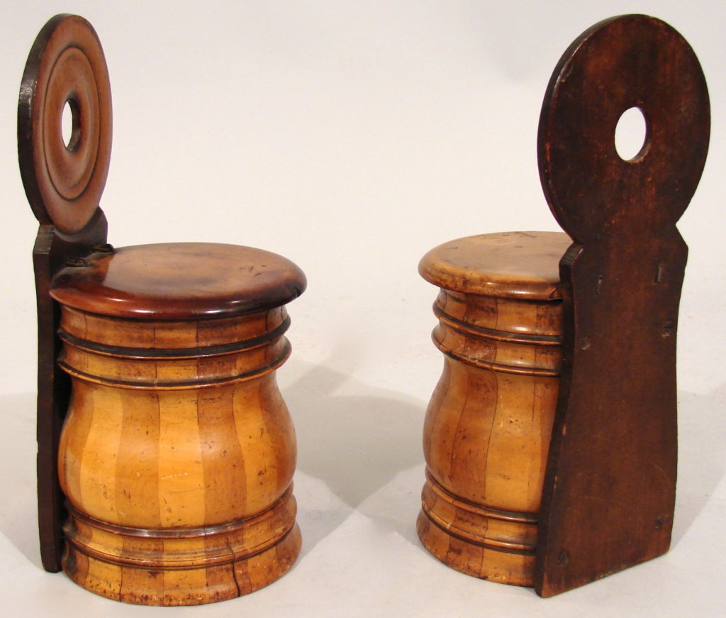 Pair Of Treen Containers with Lids