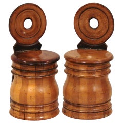 Pair Of Treen Containers with Lids