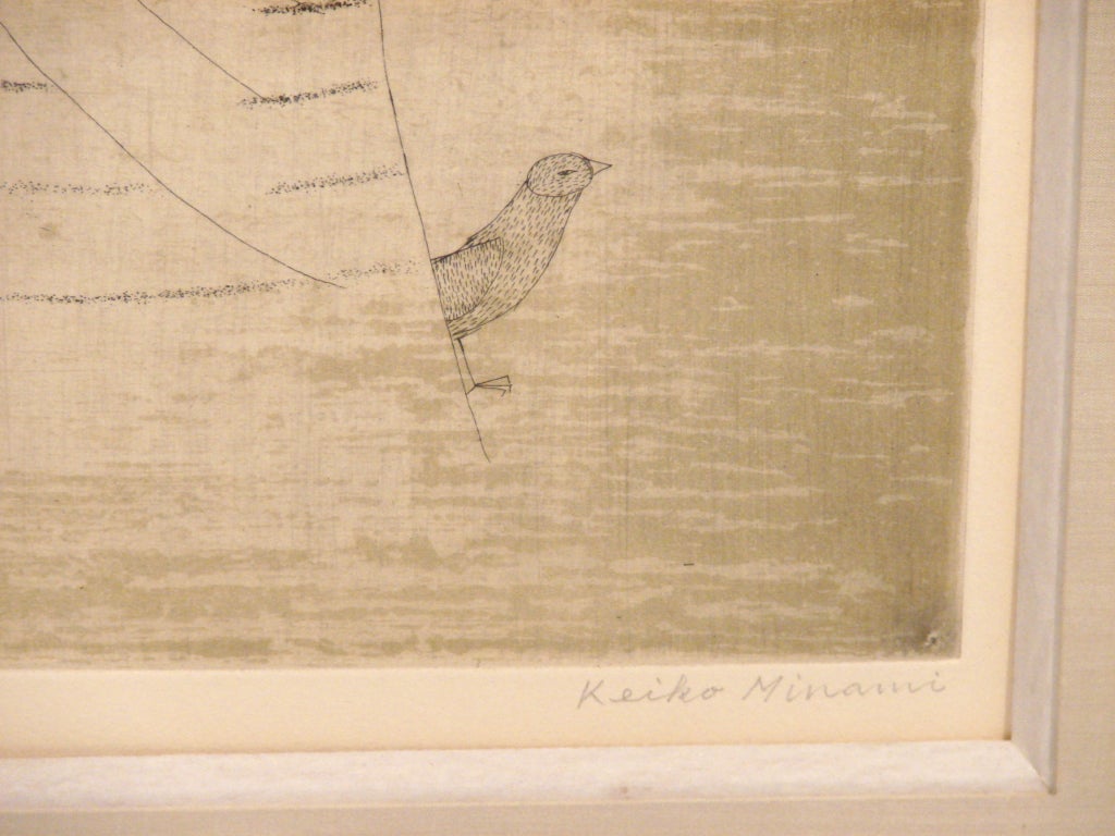 20th Century Signed Engraving by Keiko Minami (Japanese, 1909-2004)