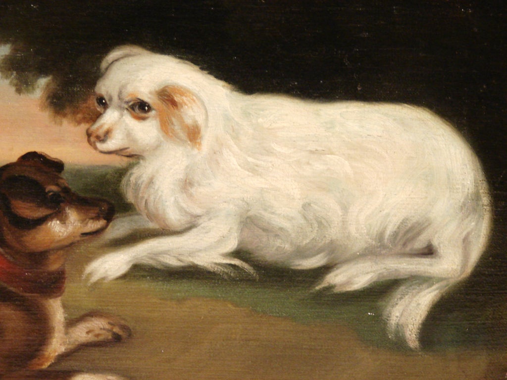 English School Oil on Canvas of Two Dogs In Excellent Condition In San Francisco, CA