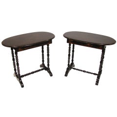 Pair of English Oval Chinoiserie Occasional Tables