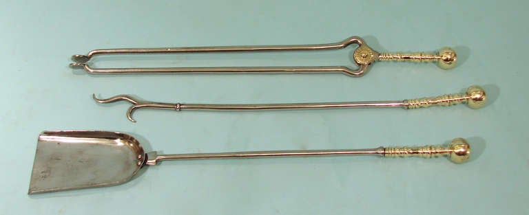 Set of Brass and Iron Fire Tools