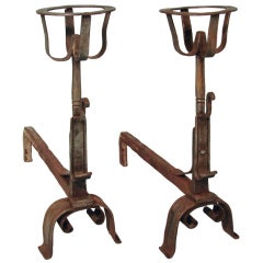 Pair of 17th Century French Steel Andirons