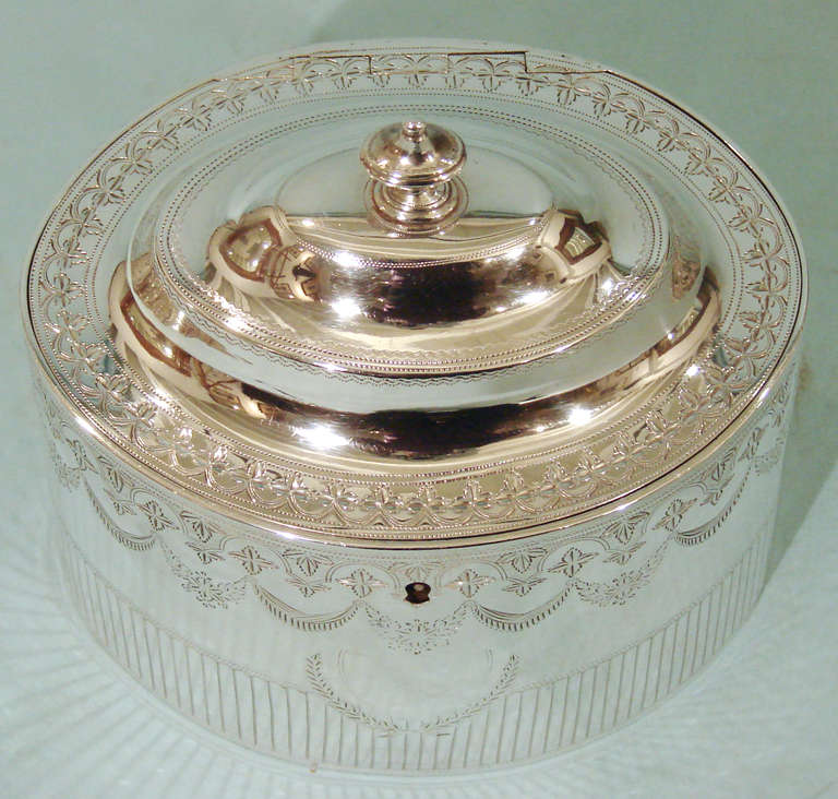 18th Century and Earlier George III Sterling Lidded Tea Caddy