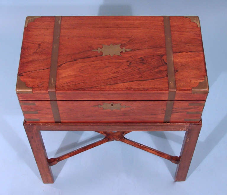 British Regency Rosewood Lap Box On Later Stand