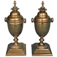 Pair of Engraved Victorian Brass Finials