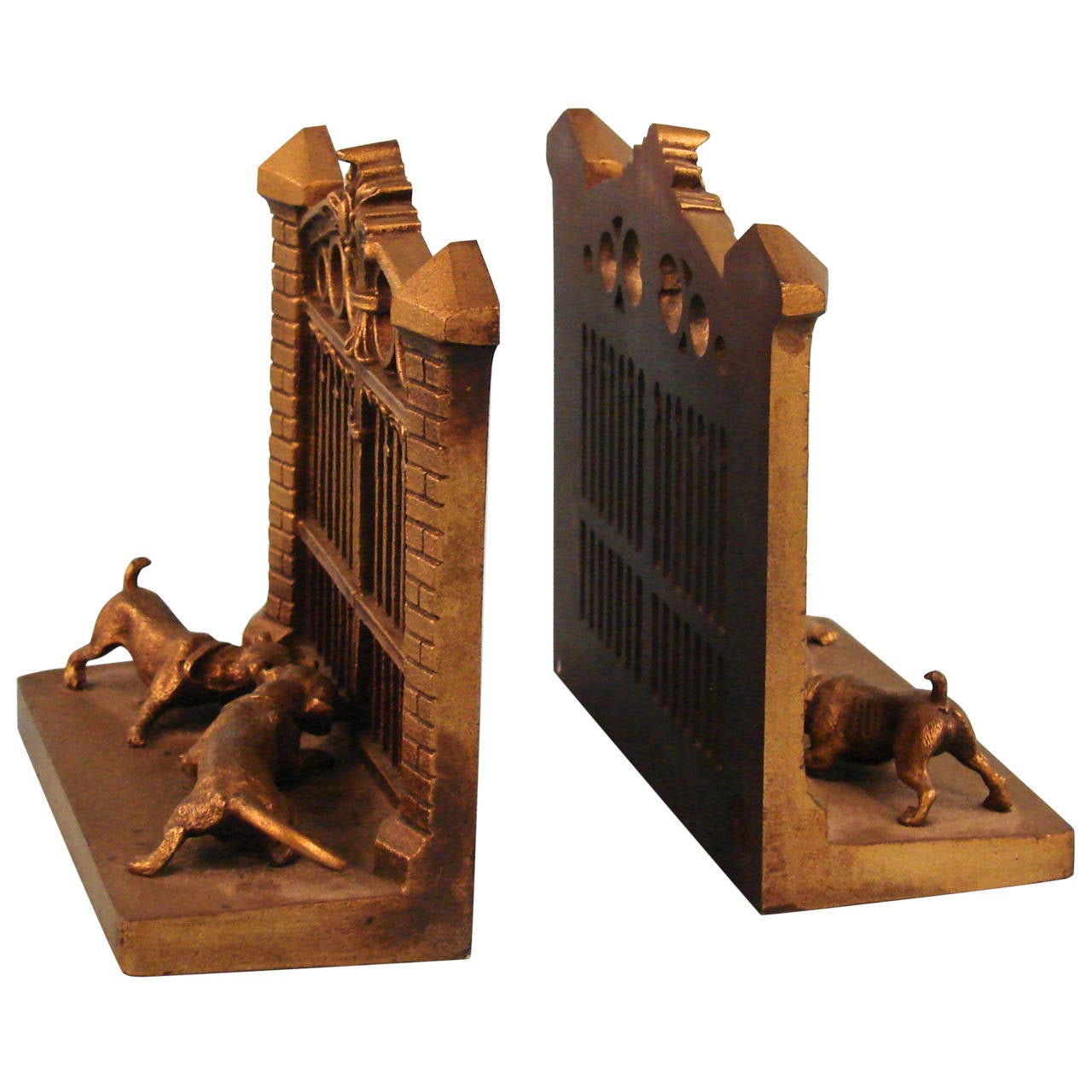 Bronze B&H Bookends, Dogs at the Gate at 1stdibs