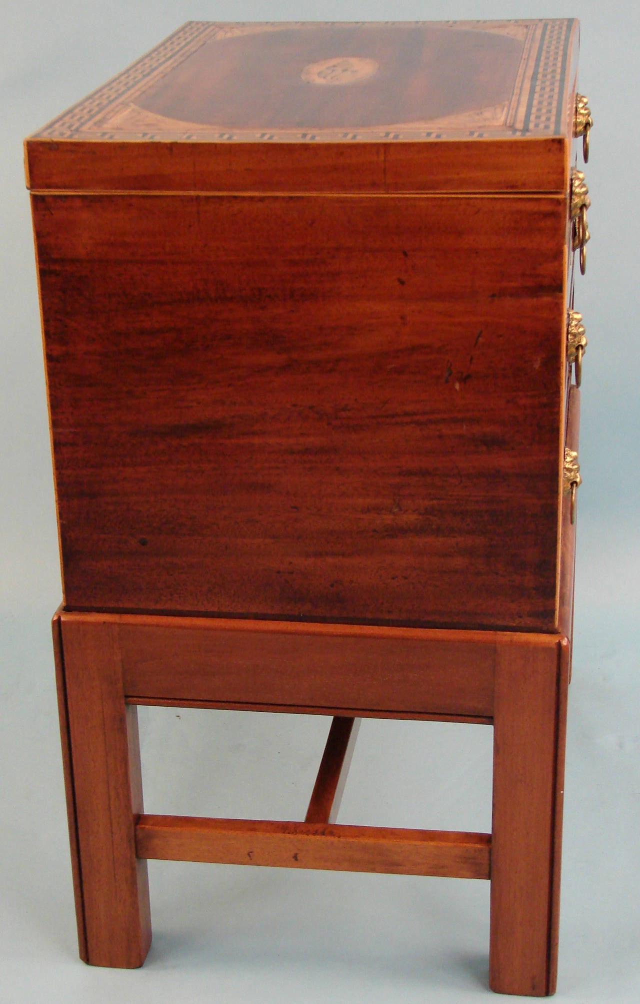 George III Mahogany Inlaid Writing and Sewing Cabinet In Excellent Condition In San Francisco, CA