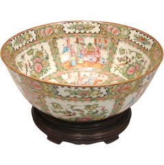 Antique Chinese Rose Medallion Punch Bowl