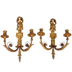 Pair of  French Giltwood and Gilt Composition Sconces